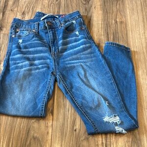Celebrity Pink Women's Skinny Jeans in Blue Distressed Wash